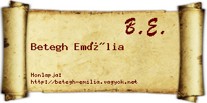 Betegh Emília névjegykártya